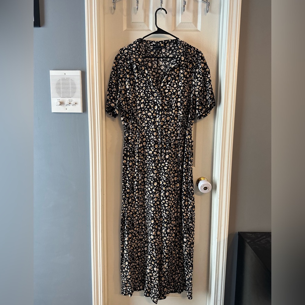 ASOS Design - Tea Jumpsuit with lace-tie side detail. Dark Floral. NWOT.